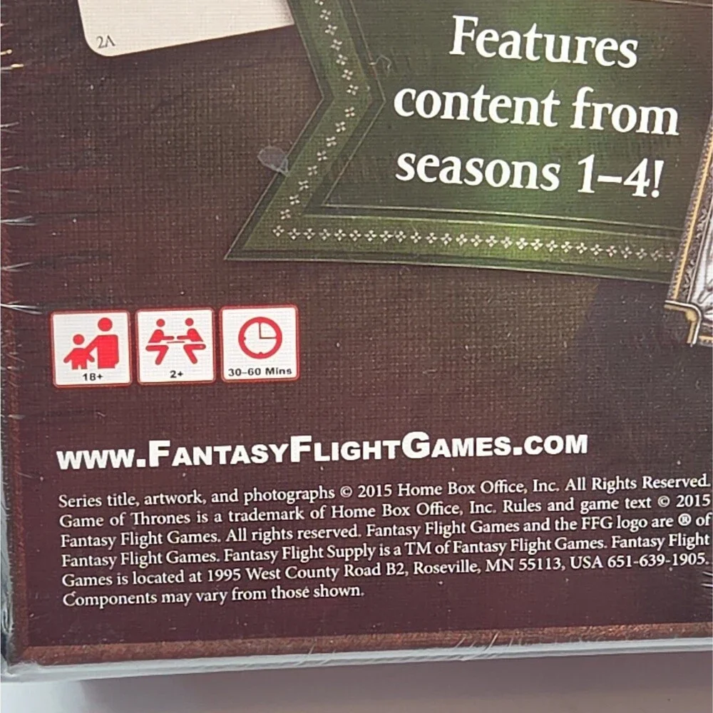 Game Of Thrones Trivia Game 2015 HBO Fantasy Flight NEW Sealed Seasons 1-4
